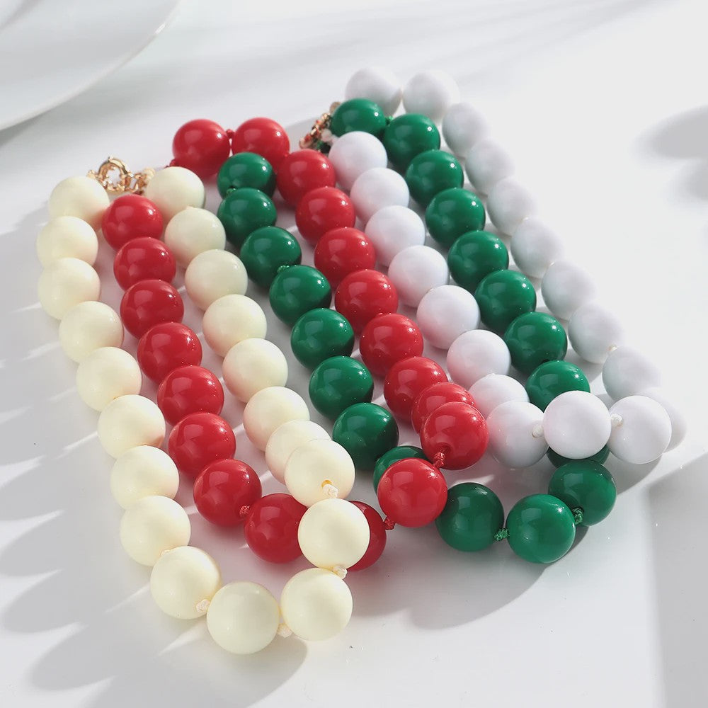 Handgemaakte Retro Acryl Ketting met Grote Kleurrijke Kralen - Statement Choker