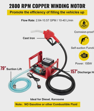 220V Elektrische Brandstofpomp 40L/min Diesel Kerosine - Automatische Stop