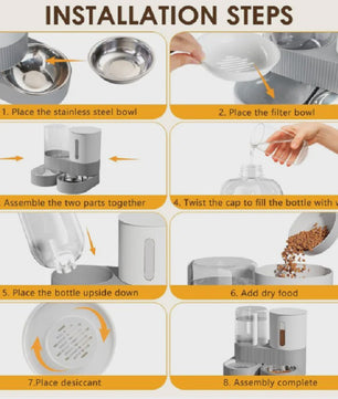 Automatische Voer- en Waterdispenser voor Katten & Honden - 2.4L Droogvoer & 2.6L Water