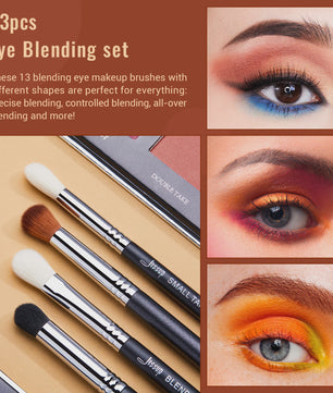 Jessup 13-delige Professionele Oog Make-up Kwastenset - Synthetisch Vegan Haar