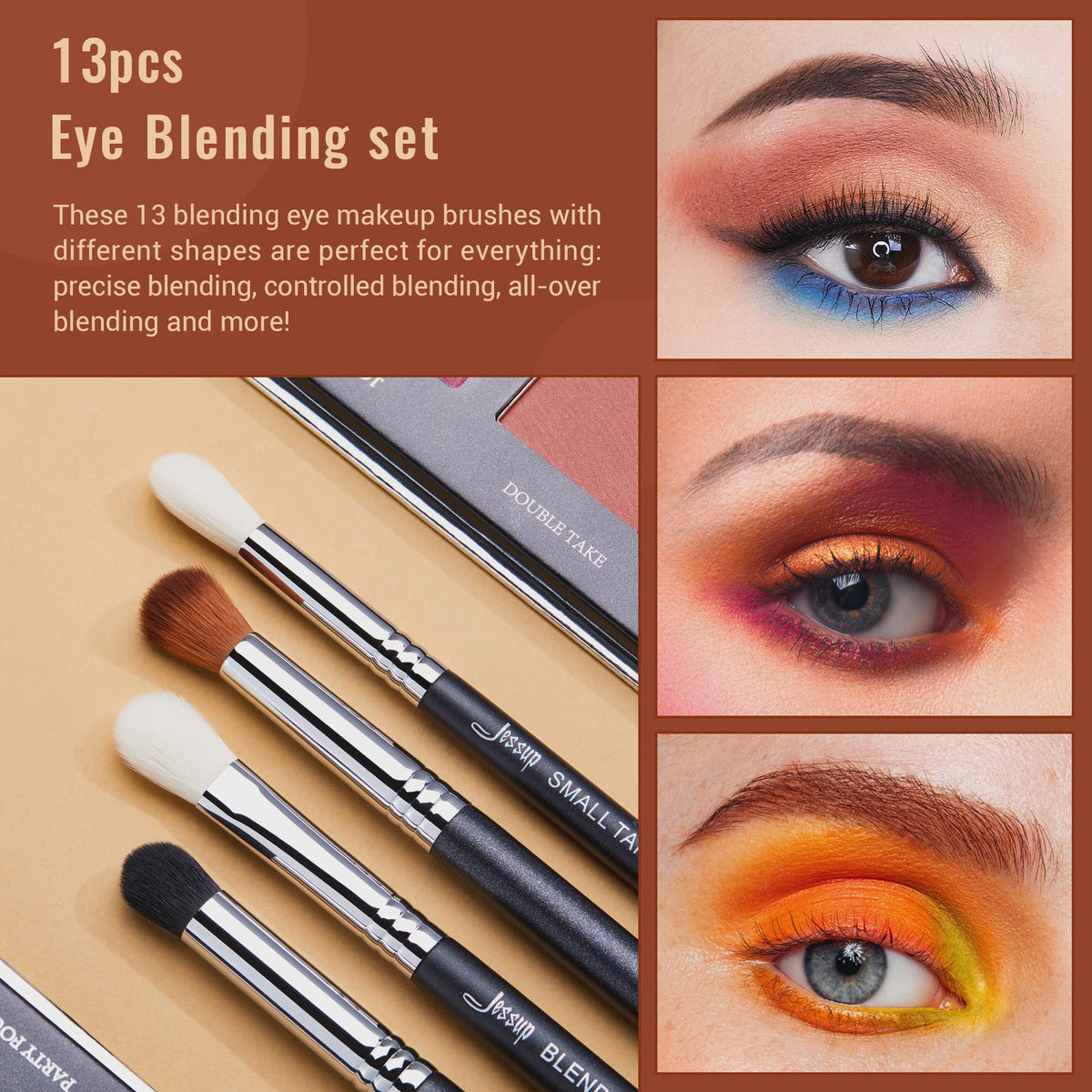 Jessup 13-delige Professionele Oog Make-up Kwastenset - Synthetisch Vegan Haar