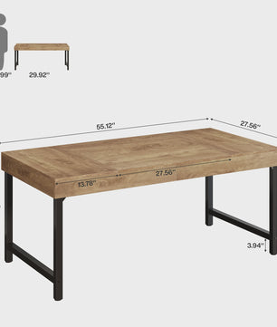 Industriële Eettafel voor 4-6 Personen - 140 cm Houtlook met Zwart Metaal