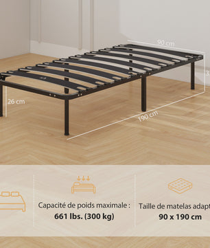 HOMCOM Bedframe 90x190 cm - Stevig Lattenbodem Bed met Opbergruimte