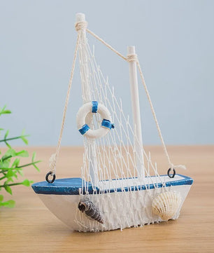 Houten Zeilboot Miniatuur - Mediterrane Stijl Nautische Decoratie