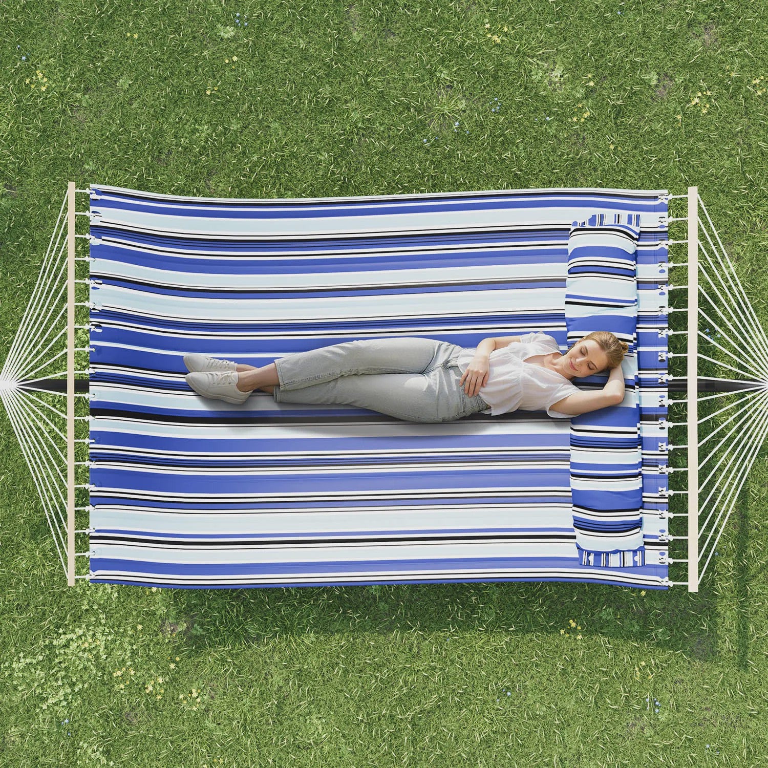 Dubbele Hangmat met Standaard - Ruim, Comfortabel & Draagbaar voor 2 Personen