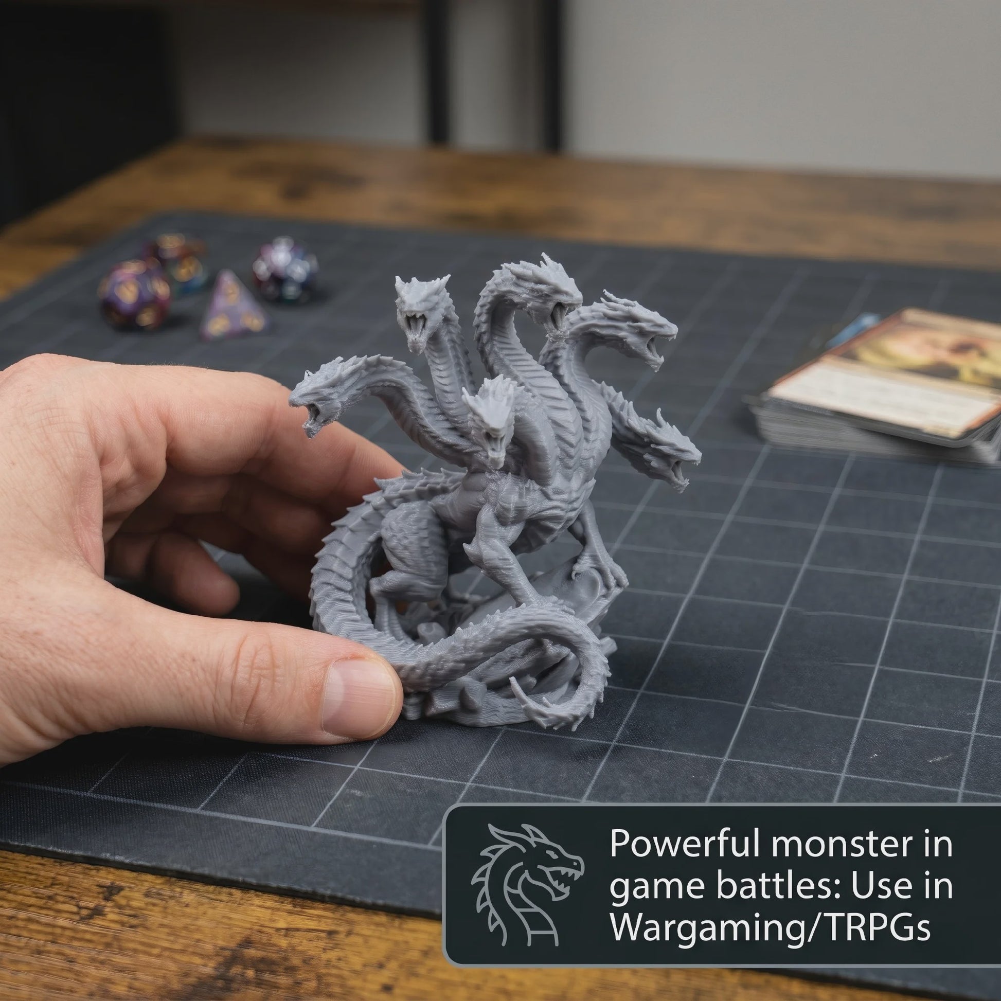 Ongeverfde Hydra Minifiguur - TTRPG, Wargame & Decoratie