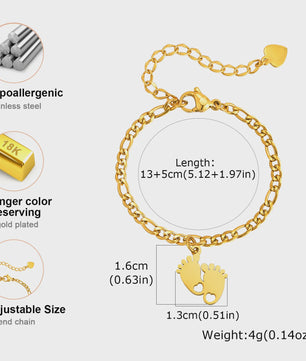 Schattige Baby Anklet met Voetjes Bedel - Anti-allergisch Roestvrij Staal