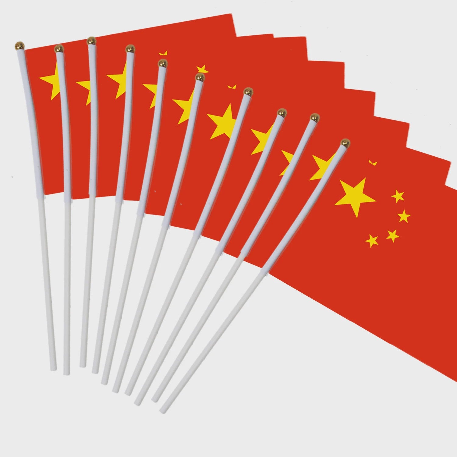 10x Chinese Handzwaai Vlaggen 21x14cm - Perfect voor Feesten, Sport & Decoratie