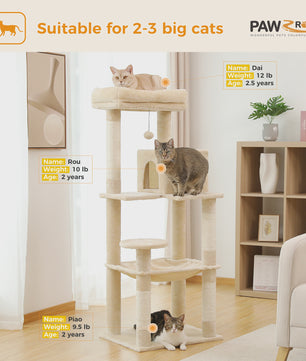 Grote Kattenboom met 5 Niveaus, Hangmat en Krabpalen voor Grote Katten