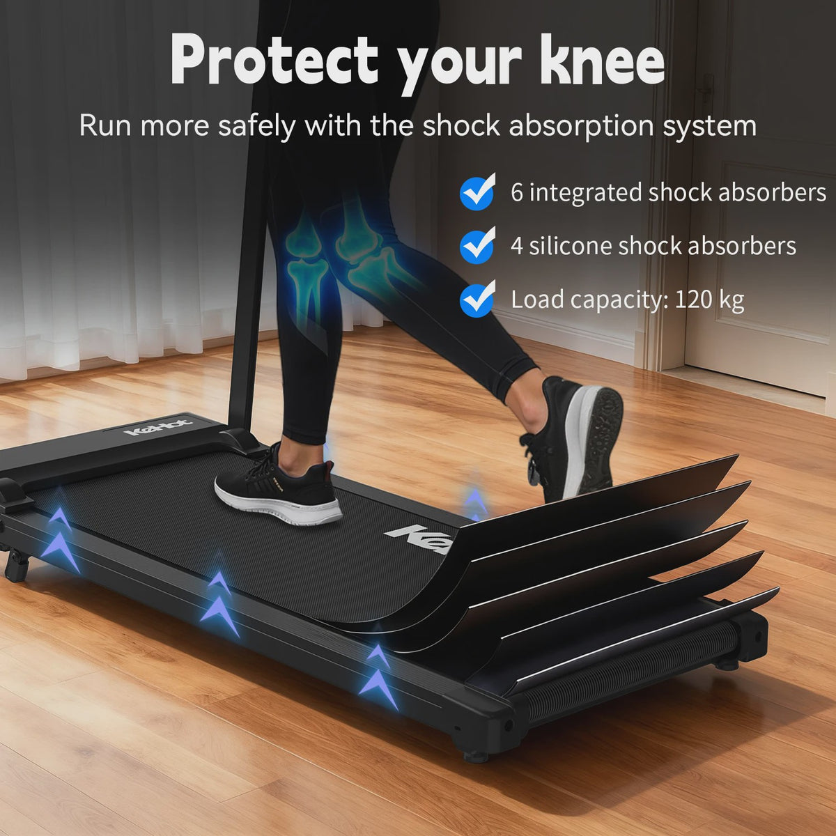 Opvouwbaar Loopband met APP Control, 2.0PK Motor, 8 Niveaus Incline & 12 Programma's - Compact Fitnessapparaat