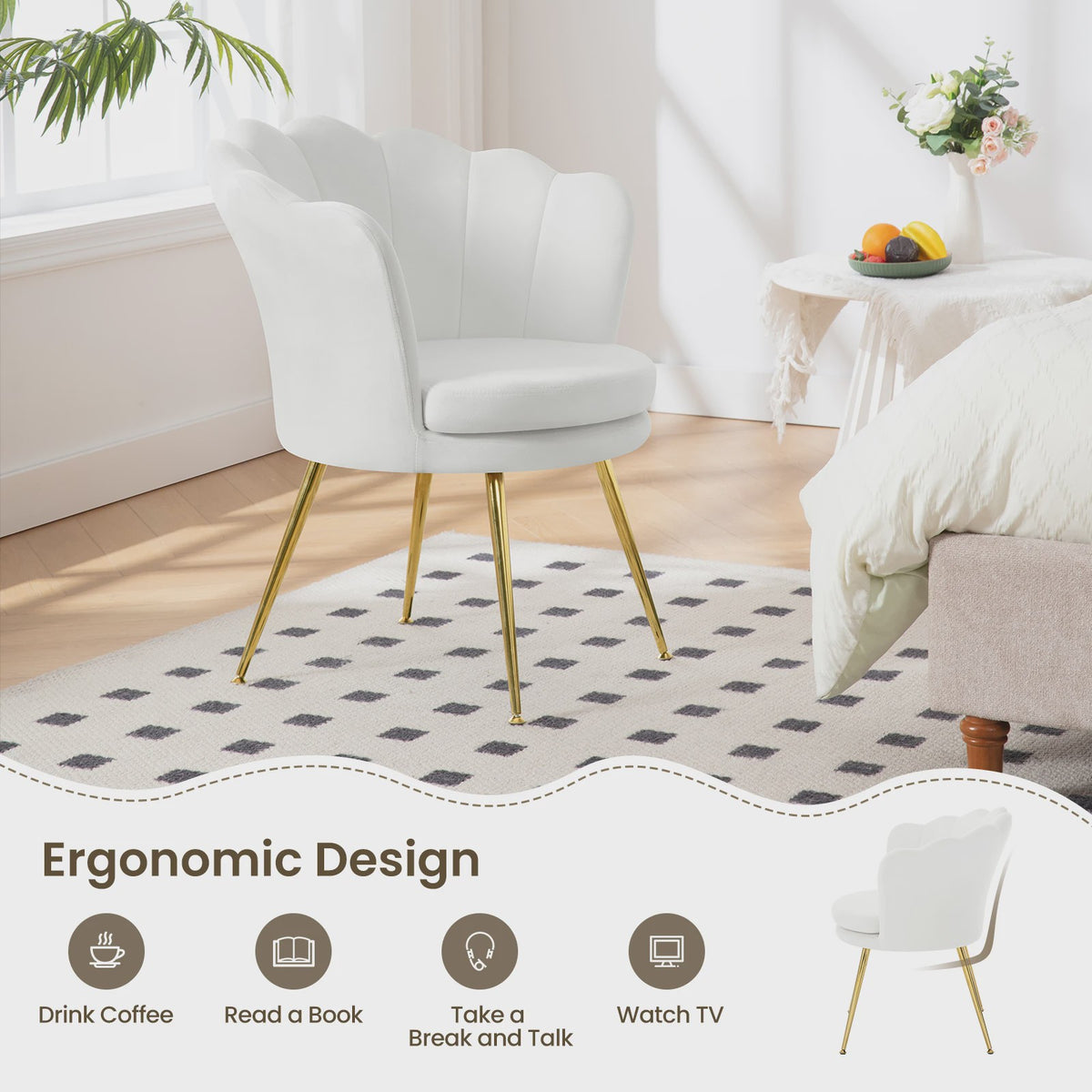 Luxe Velours Fauteuil met Metalen Poten - Comfortabele Relaxstoel voor de Woonkamer