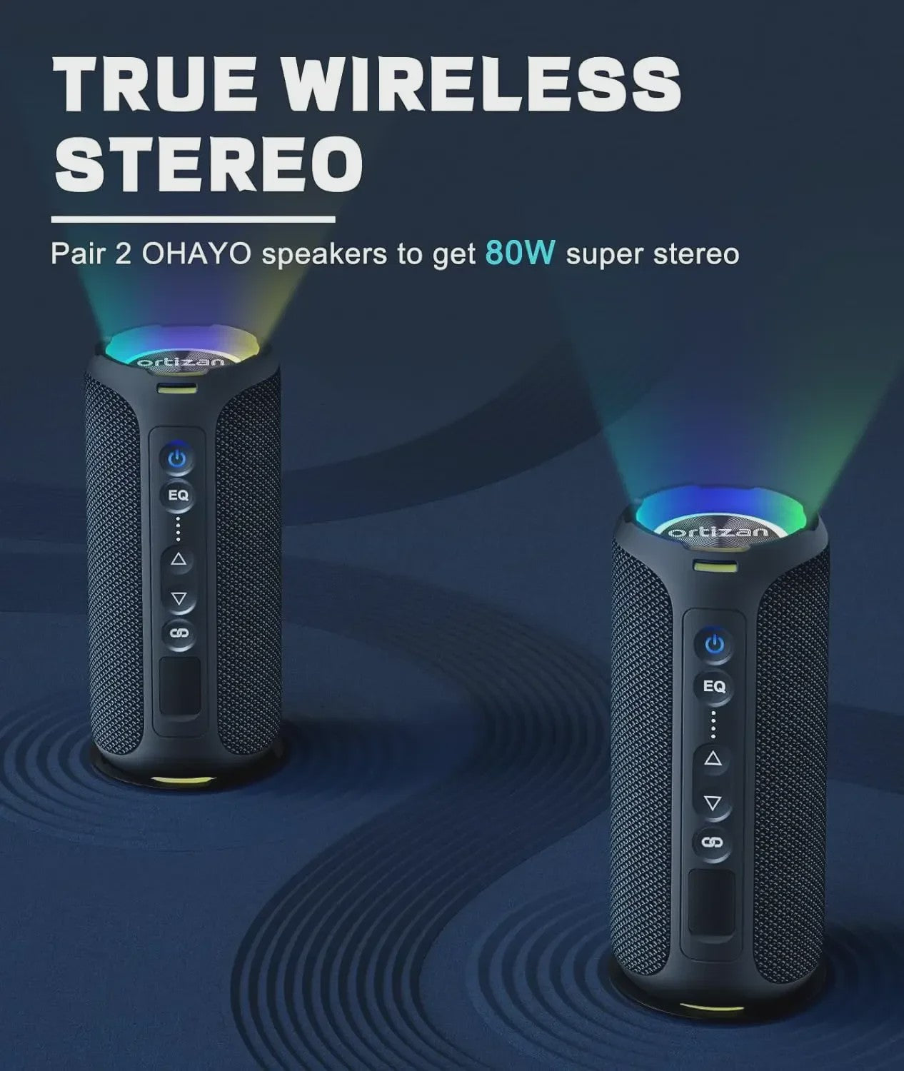 Ortizan X8 Pro Bluetooth Speaker: 40W Krachtig Geluid, IPX7 Waterdicht, RGB Licht & TWS