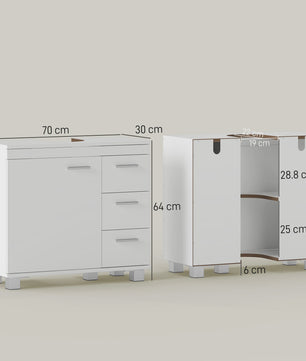 Badmeubel Onderbouw met 3 Lades en Soft-Close Deur