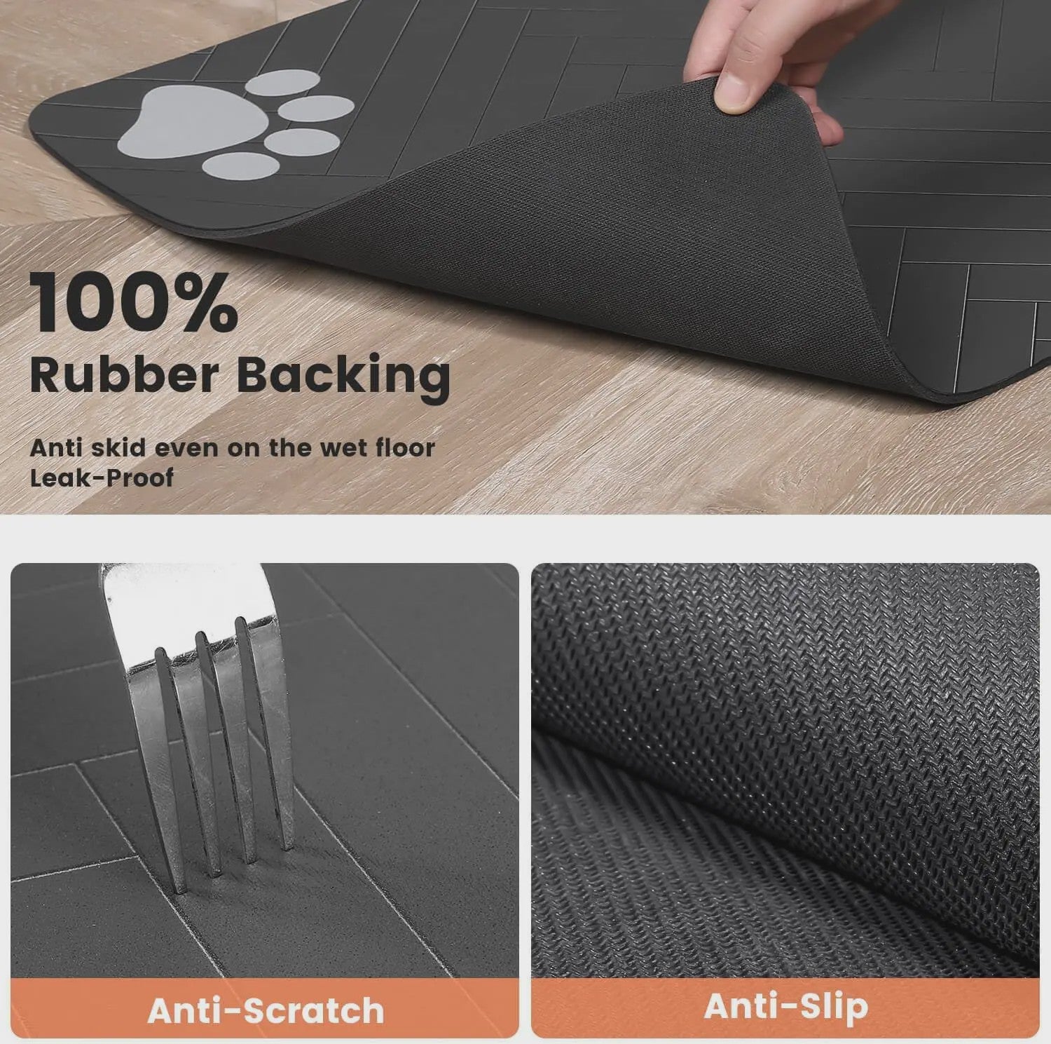 Absorberende Voer- en Waterbak Mat voor Hond en Kat - Waterdicht & Sneldrogend