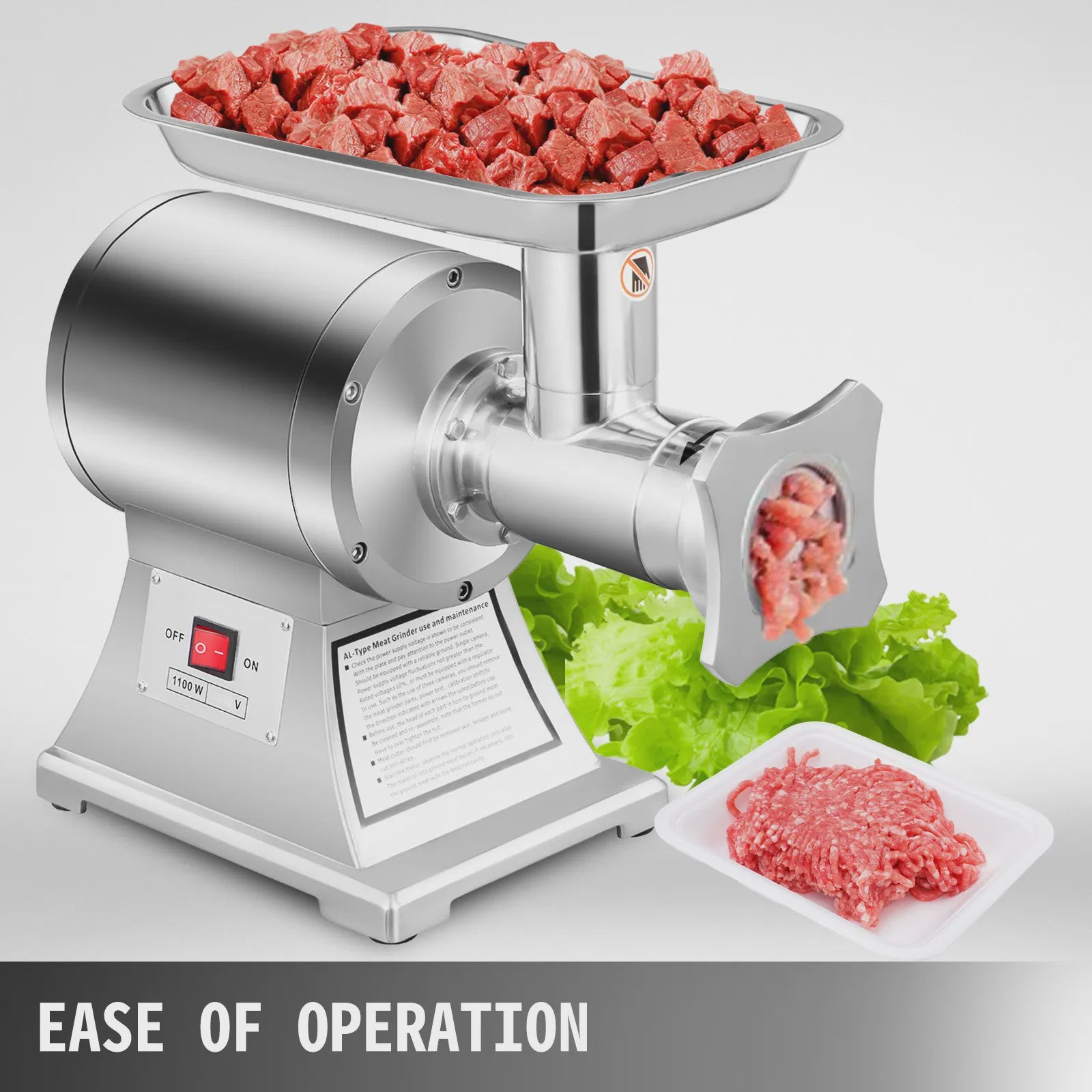Krachtige 1100W Elektrische Vleesmolen - RVS Gehaktmolen & Food Processor