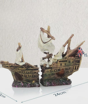 Uniek Scheepswrak Aquarium Decoratie - Verzonken Piratenschip Vistank Ornament
