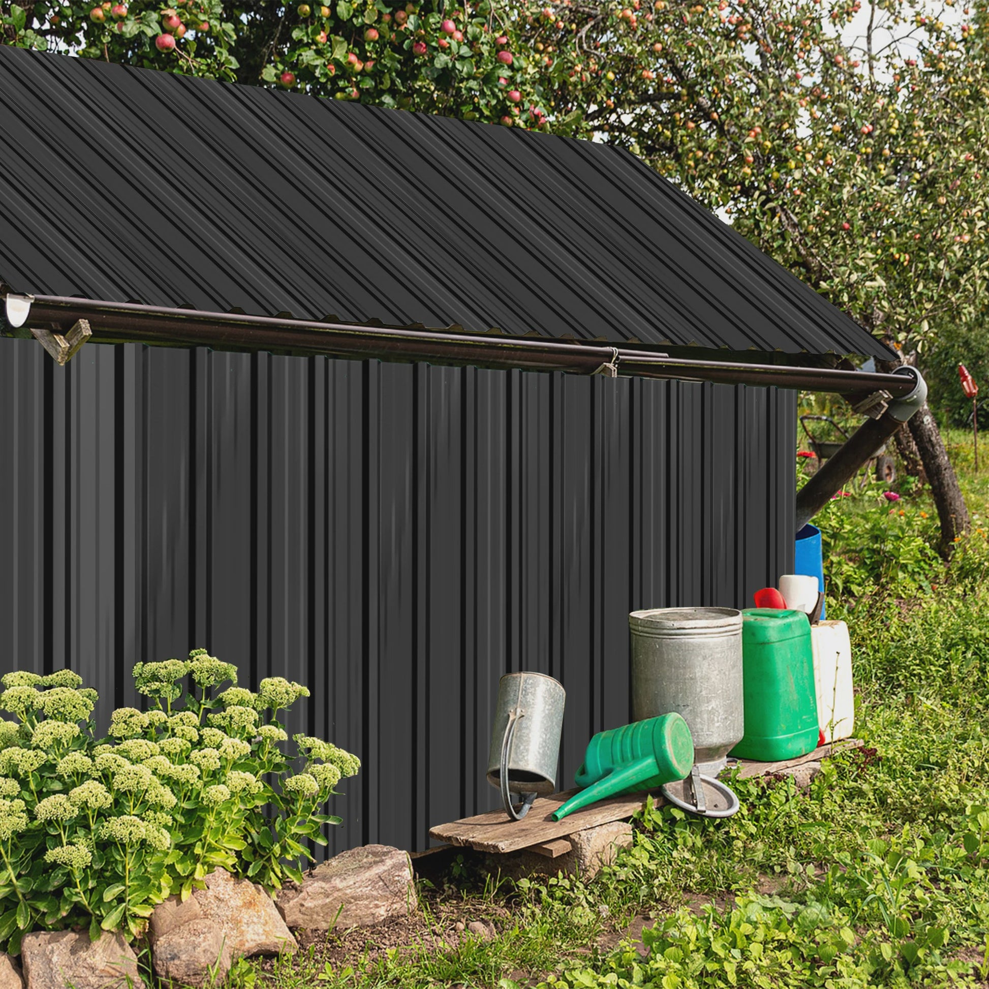 Set van 12 Trapezium Metalen Dakplaten 129.5x45cm - Weerbestendig Staal voor Schuur & Carport (7m²)