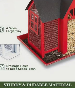 Hangend Vogelvoederhuisje met Grote Capaciteit - IJzeren Voederstation voor Tuin & Buiten