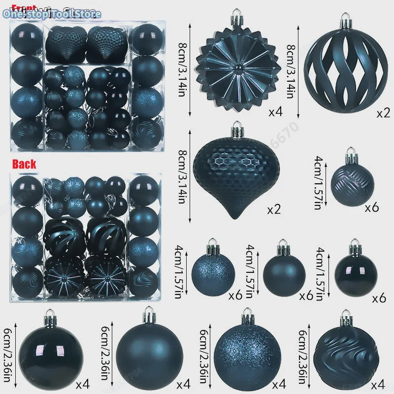 48x Kerstballen Set 4/6/8cm - Diverse Vormen & Afwerkingen - Decoratie Hangertjes
