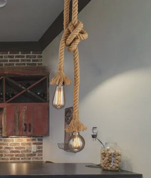 Industriële Vintage Houten Touw Hanglamp E27 - Sfeervolle Verlichting voor Loft, Woonkamer & Bar