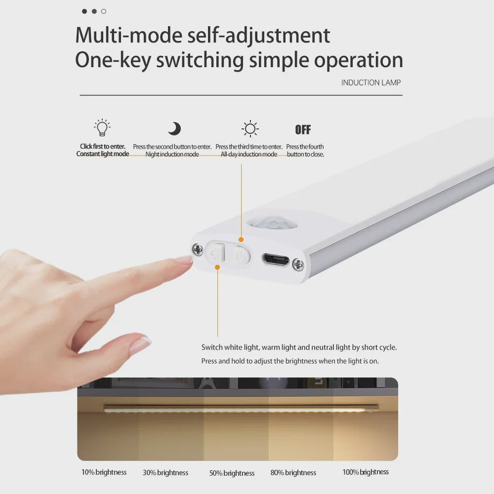 Draadloze LED Lamp met Bewegingssensor - USB Oplaadbaar voor Kast, Keuken & Slaapkamer