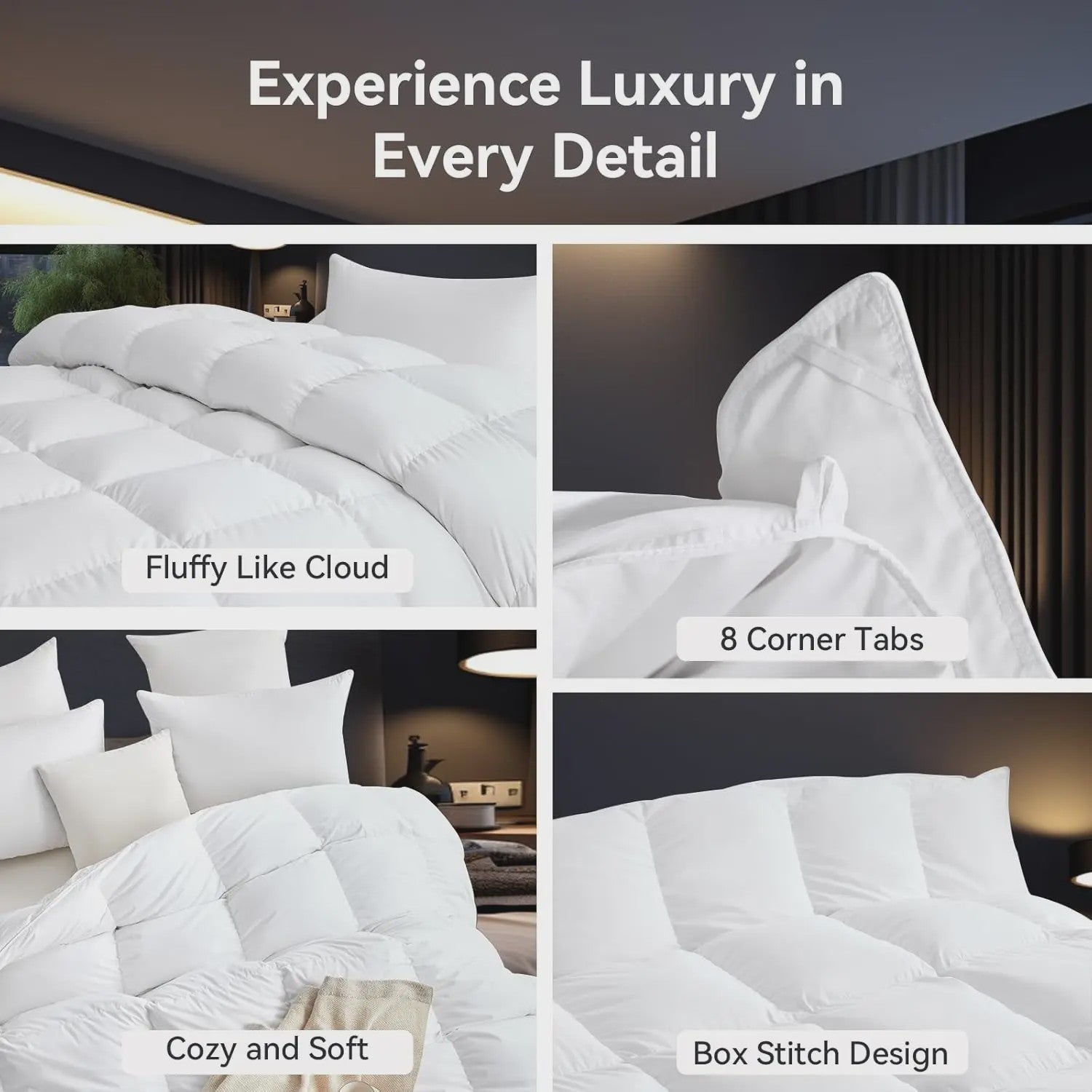Luxe 75% Ganzendons Dekbed King Size - 850+ Fill Power, Hotelkwaliteit, 1200TC, Extra Zacht & Ademend