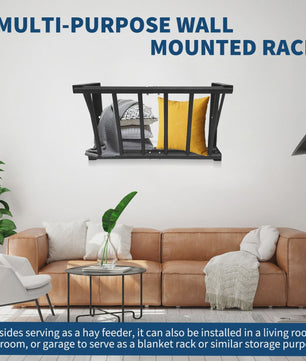 27 inch Heavy Duty Wandmontage Hooibak voor Vee, Paarden, Geiten & Schapen - Carbon Staal