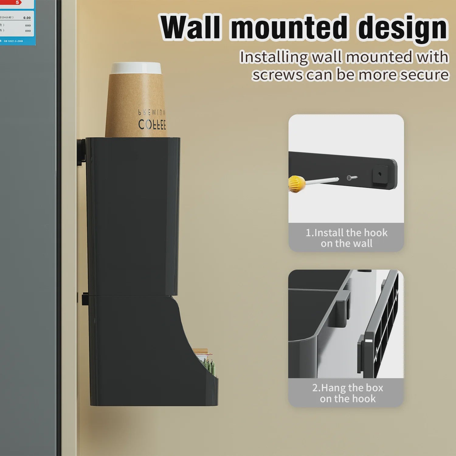 Wandmontage Koffie Station Organizer - Opslag voor Bekers, Cups en Bar Accessoires
