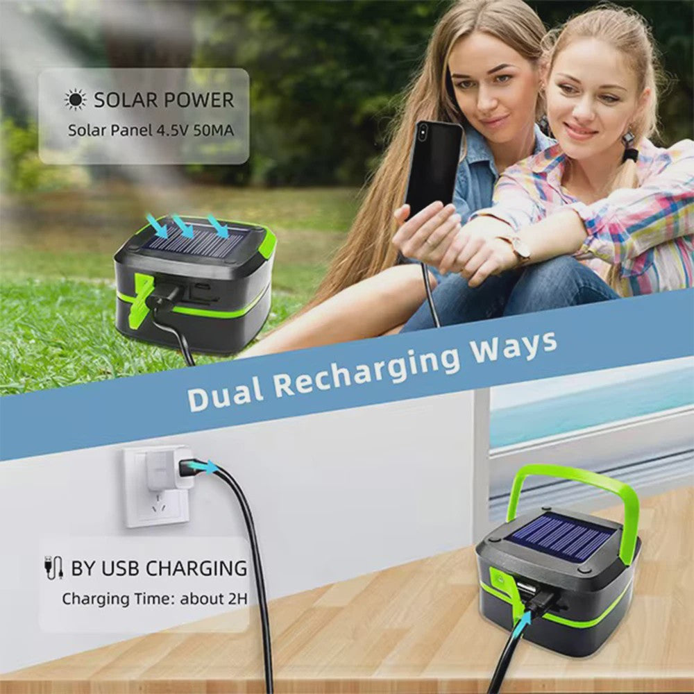 Oplaadbare Solar Camping Lantaarn - IP65 Waterdicht, Dual Charge (Zon & USB), Draagbare LED Zaklamp voor Wandelen