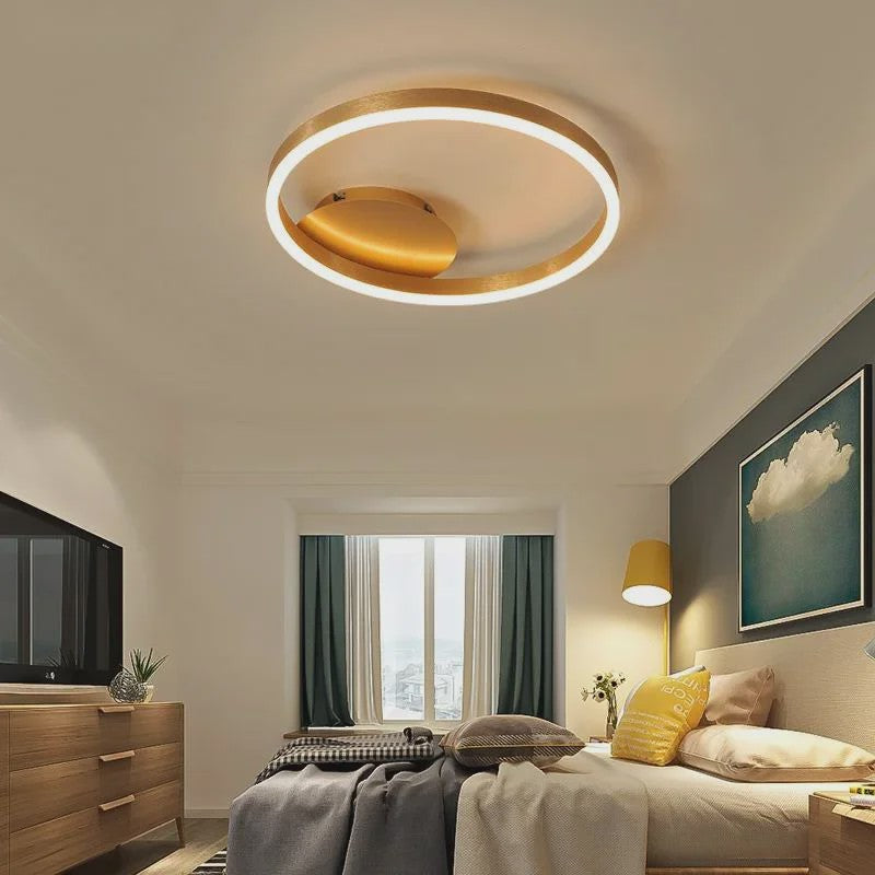 Moderne LED Plafondlamp 3 Cirkels - Goud/Koffie - Woonkamer & Slaapkamer