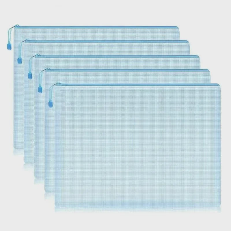 Set van 5 Waterdichte Mesh Rits Documententassen A4/A5/A6 - Opbergmappen voor Kantoor & School