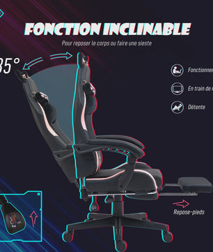 HOMCOM Ergonomische Gaming Stoel met Kattenoren - Verstelbaar & Comfortabel - Zwart