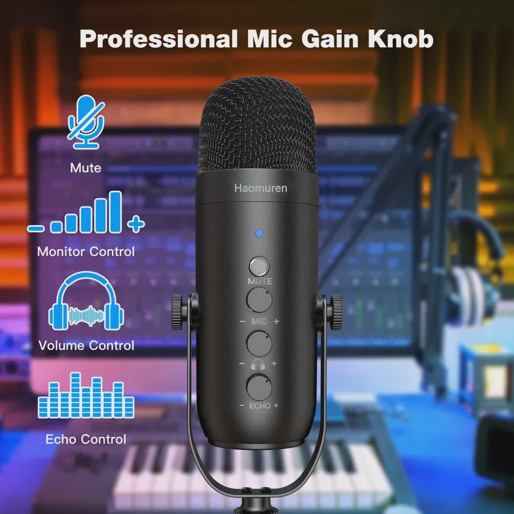 Professionele USB Condensator Microfoon Set met Boom Arm - Ideaal voor Podcast, Streaming & Opnames
