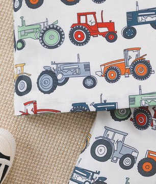 Zomer Set Baby Jongens: Tractor Print Tanktop & Shorts