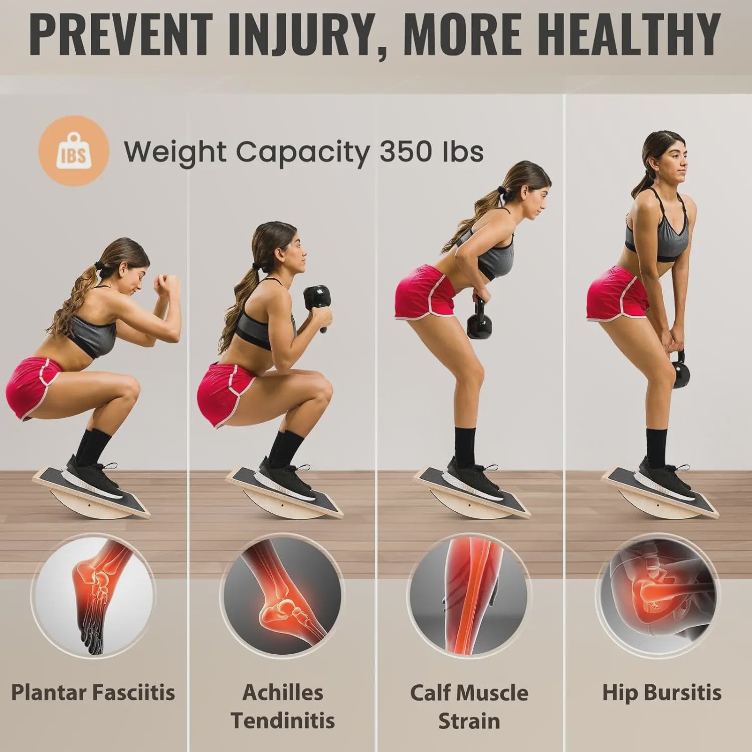 Houten Balansbord - Anti-slip Rocker & Wobble Board voor Fitness, Werkplek & Thuis