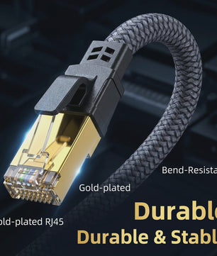 CAT8 Ethernet Kabel 40Gbps - Dubbel Afgeschermd, Gevlochten Nylon, Vergulde RJ45