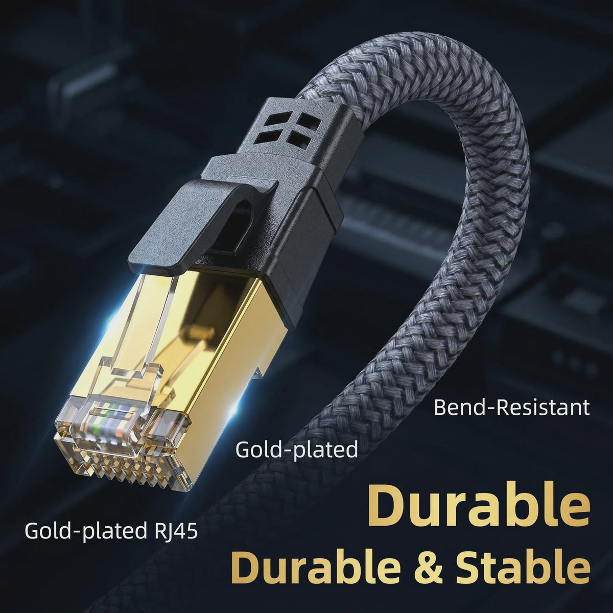 CAT8 Ethernet Kabel 40Gbps - Dubbel Afgeschermd, Gevlochten Nylon, Vergulde RJ45