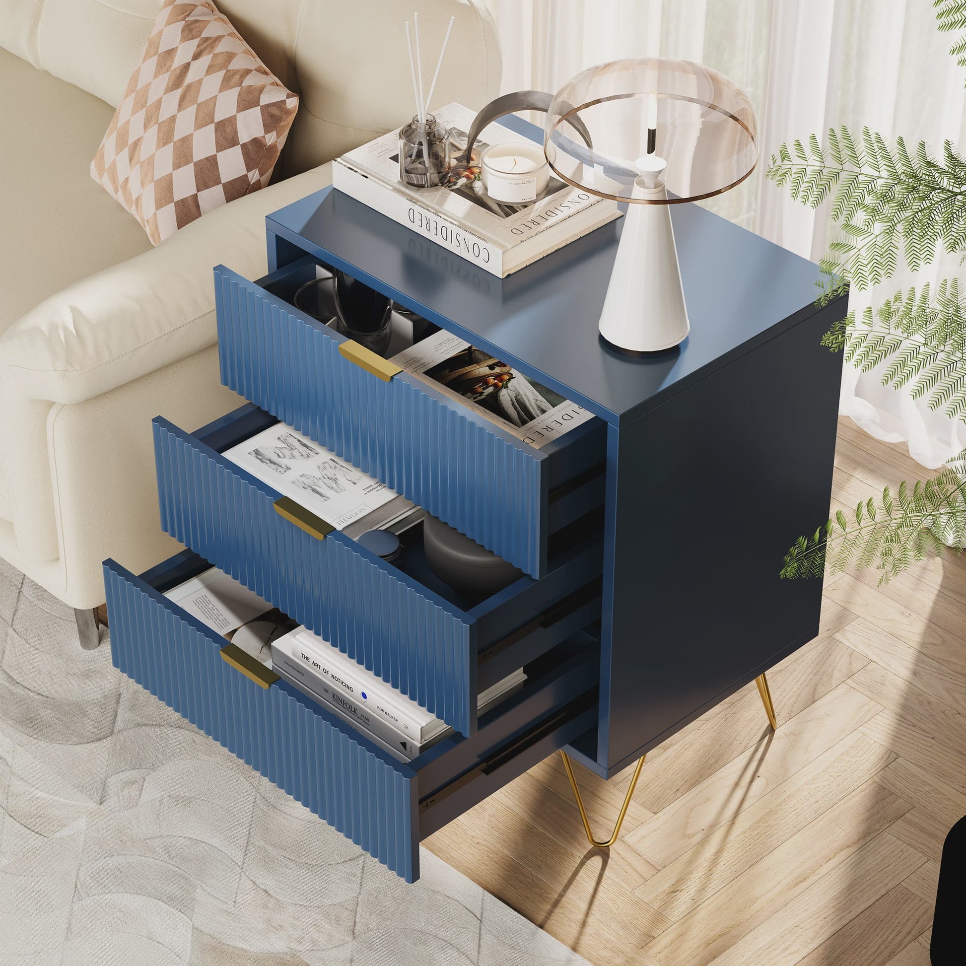 Stijlvol Blauw Sideboard met 2 Deuren - Opbergkast voor Woonkamer, Keuken en Hal