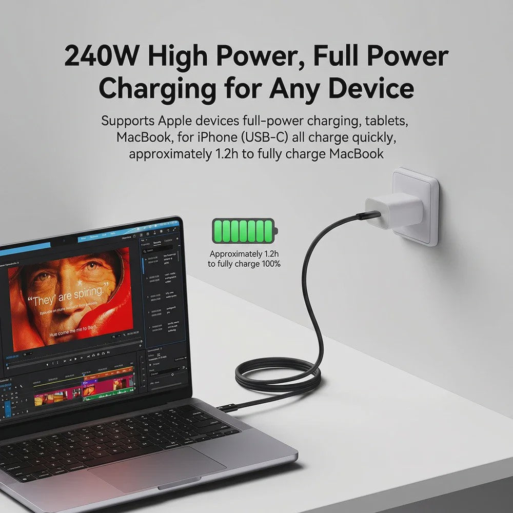 Thunderbolt 5 Kabel: 120Gbps, 240W Snelladen, 16K Video & USB4 Compatibel voor MacBook