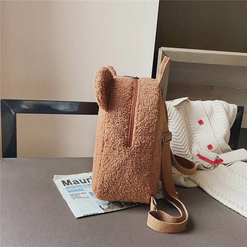 Schattige Kinderrugzak met Berenoren - Zacht Lamswol Fleece
