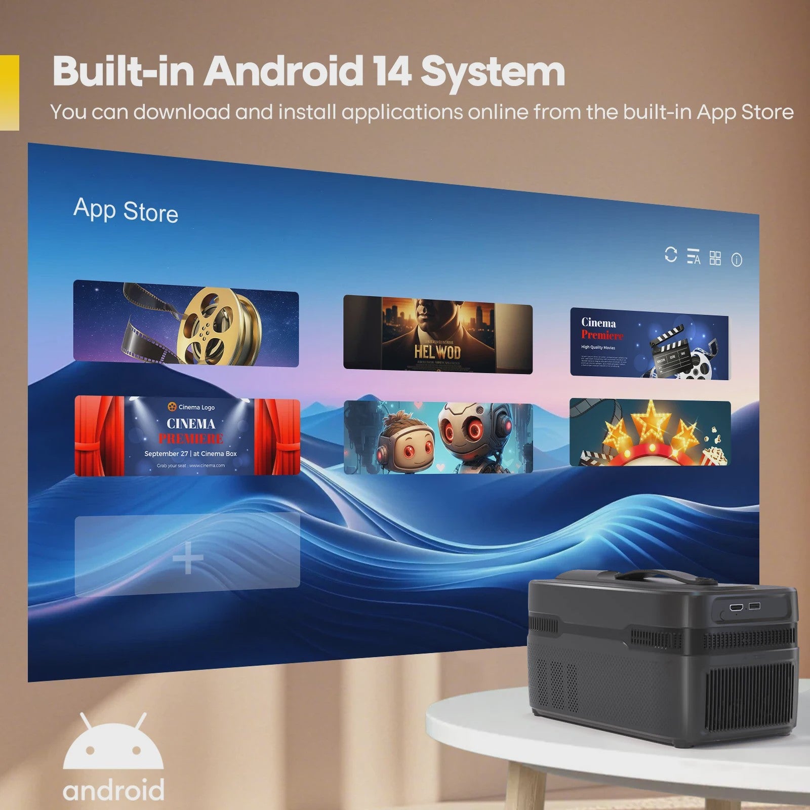 Magcubic HY450 Ultra Short Throw Projector: 900 ANSI Lumen, 1080P Native, 8K Support, Auto Focus & Offset