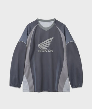 Honda Wielershirt Lange Mouw - Ademend V-hals Sportshirt voor Heren & Dames