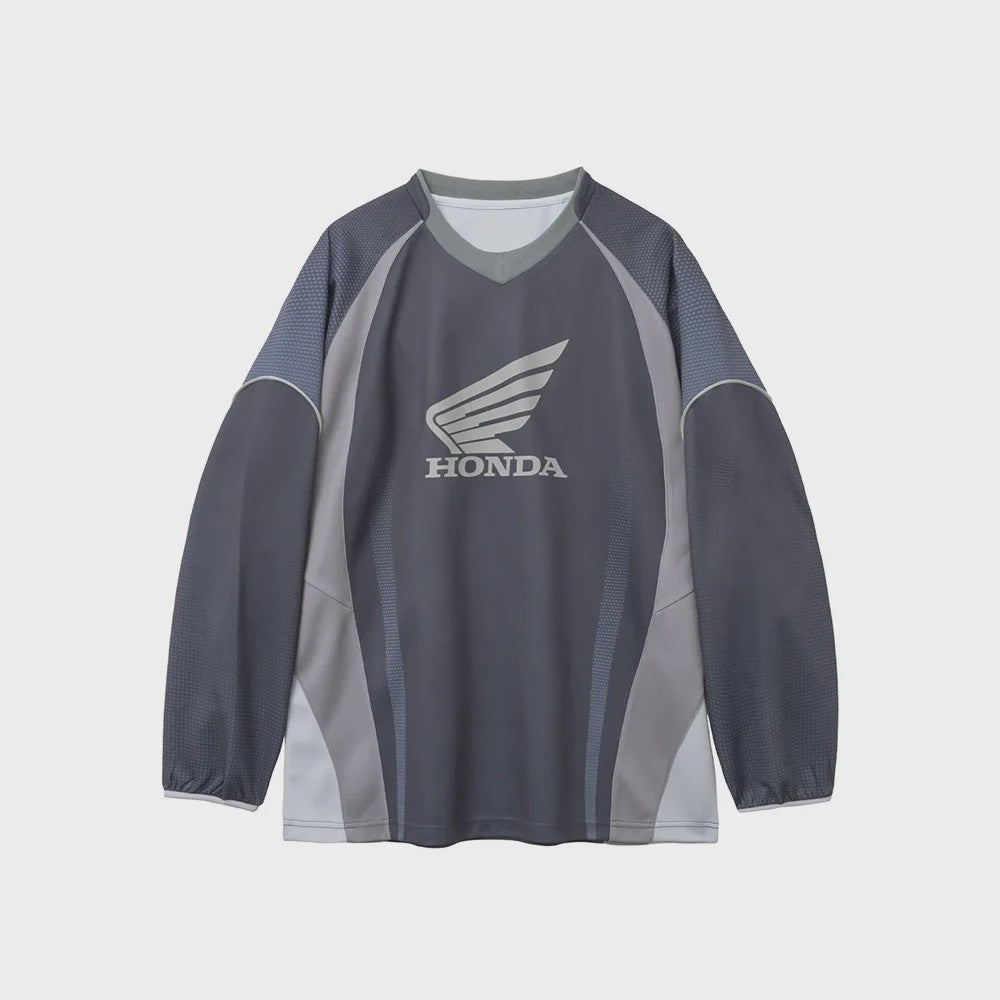 Honda Wielershirt Lange Mouw - Ademend V-hals Sportshirt voor Heren & Dames