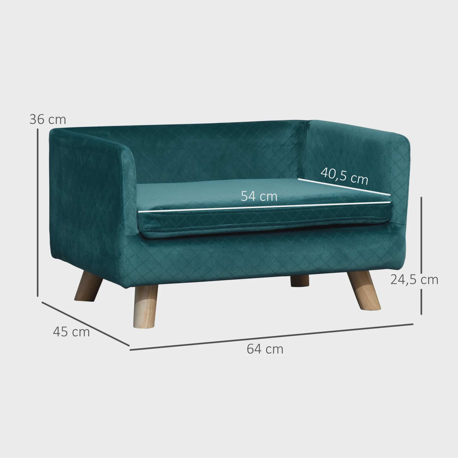 Luxe Hondensofa met Scandinavisch Design - Zacht Fluweel, Blauw, 64x45x36 cm