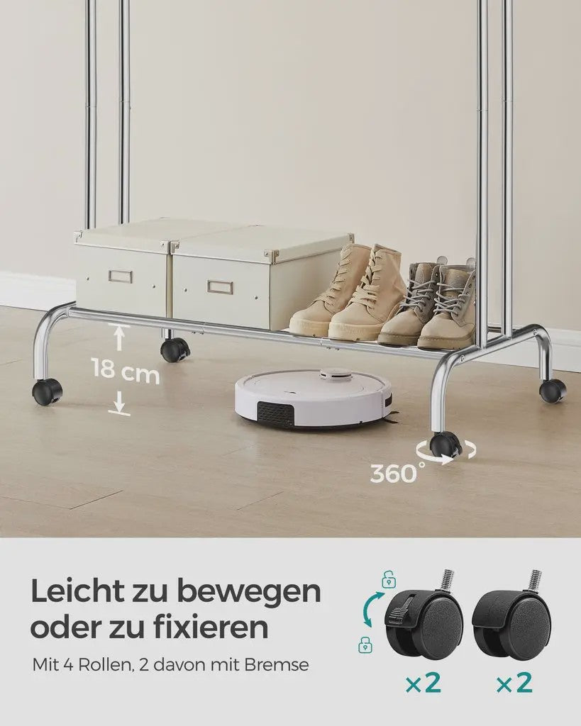Dubbele Kledingrek op Wielen - 100 kg Draagvermogen
