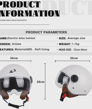 Vintage Open Motorhelm met Dubbel Vizier - DOT Gecertificeerd, Retro Stijl