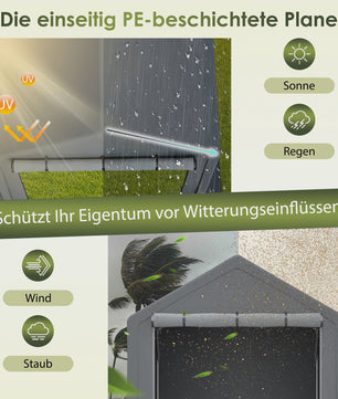 Ruime Garage Carport 190x296x200cm - Waterdichte Stalen Berging met Roldeur