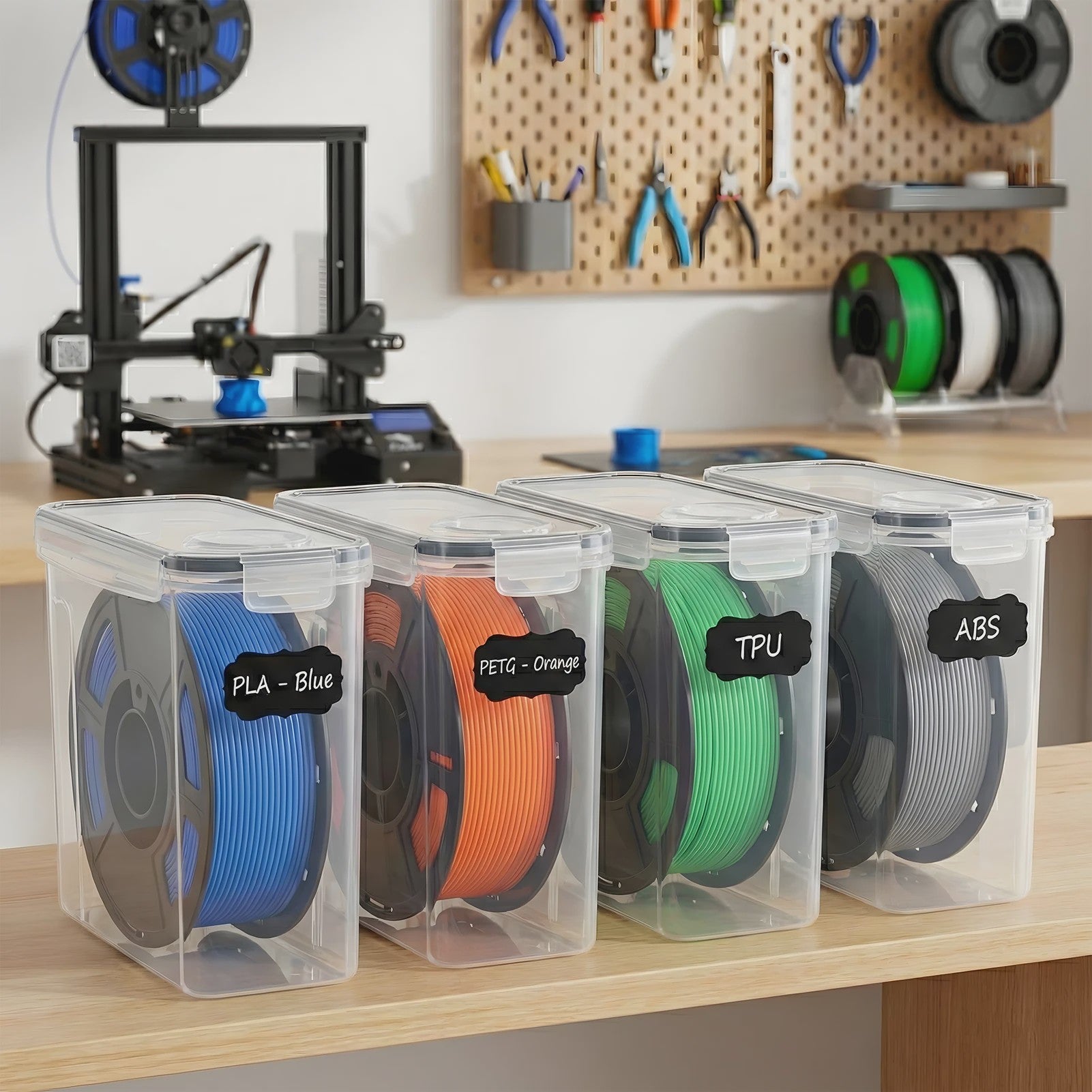 Set van 6 Luchtdichte Filament Opslagcontainers (4L) voor 3D Printer Filament