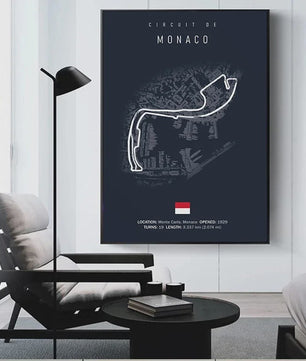 F1 Circuit Poster: Monaco Imola Track Art - Stijlvolle Motorsport Wall Art