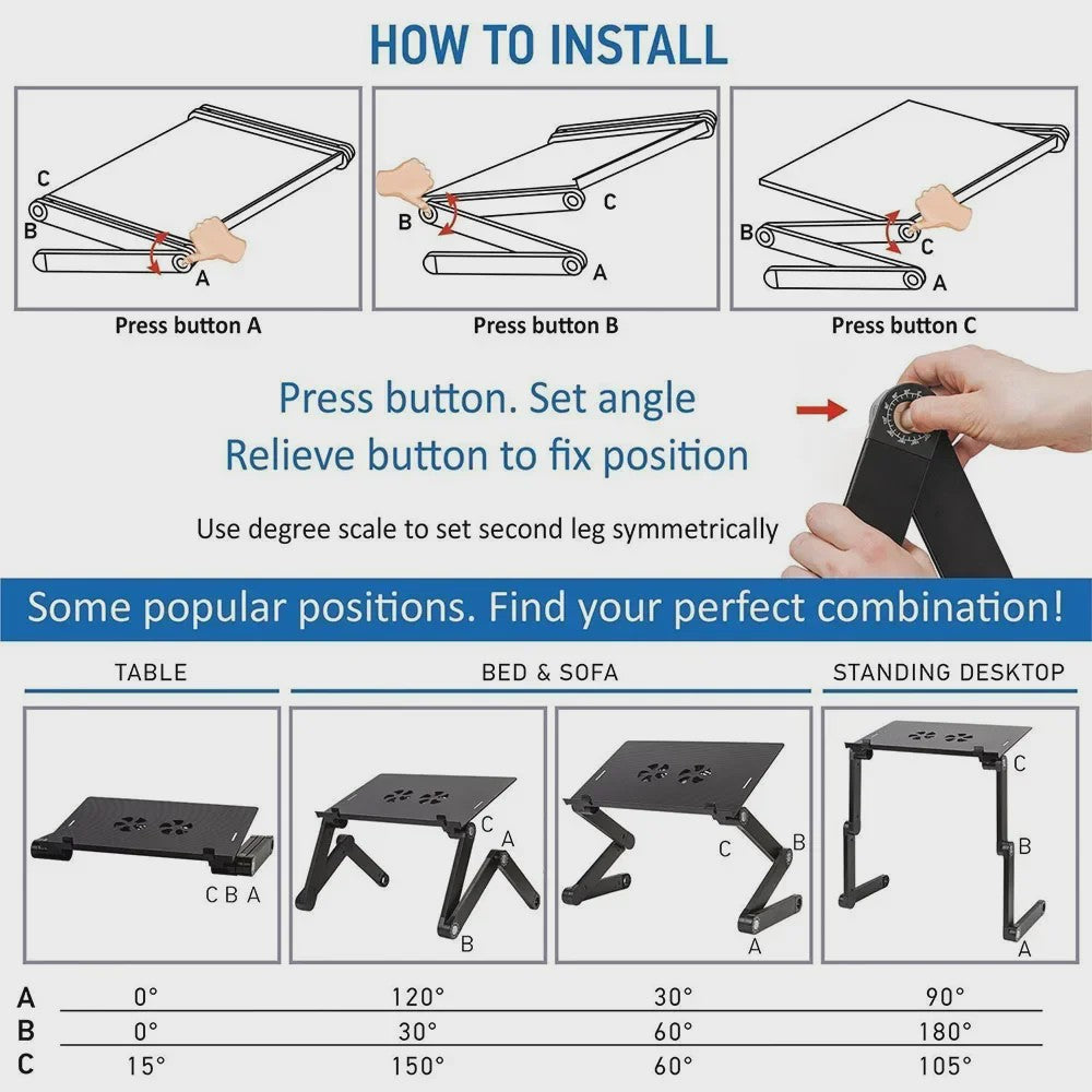 Verstelbaar Laptoptafel Bureau met Muisplank - Ergonomisch & Draagbaar